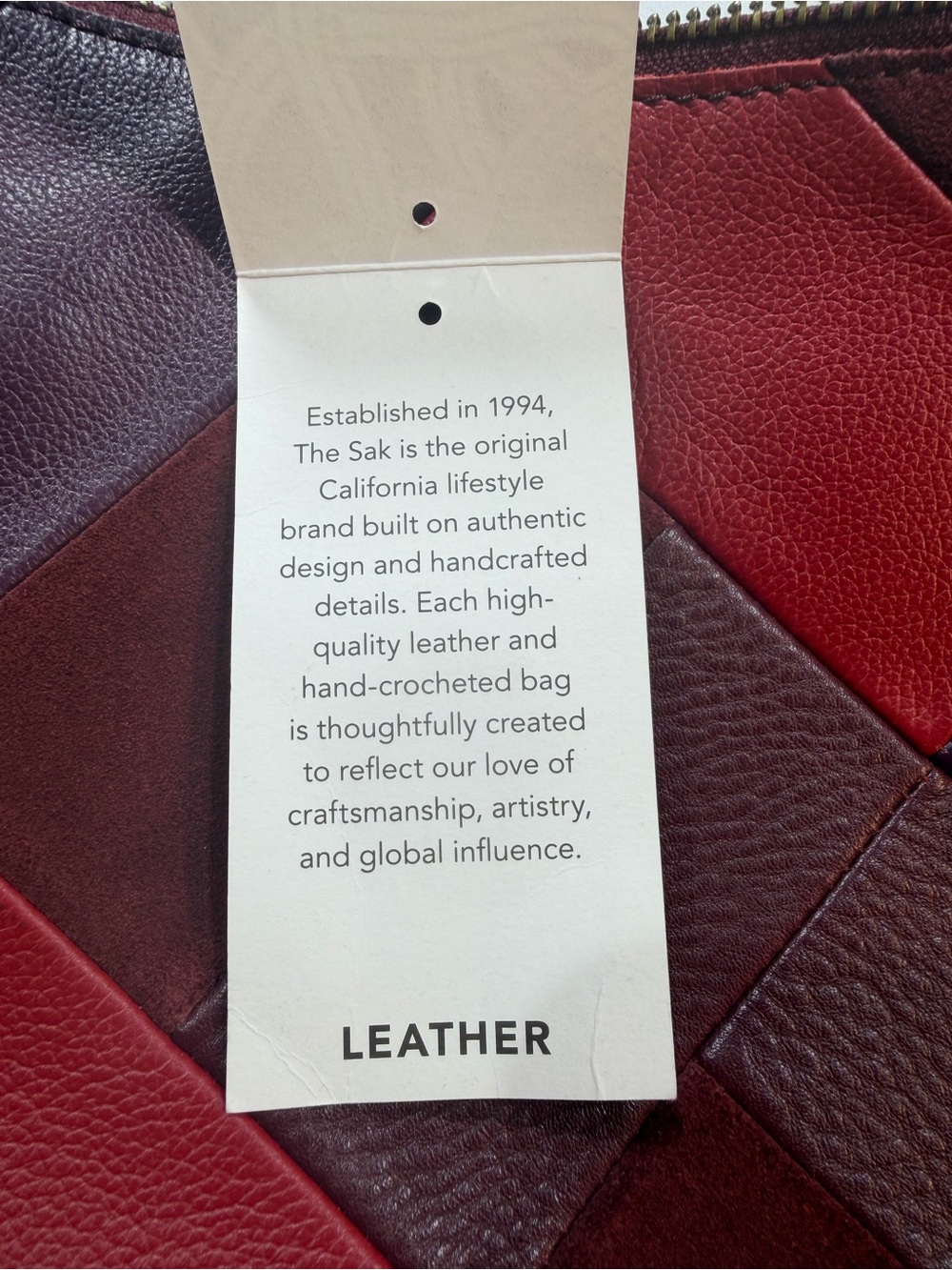 The Sak Woven Patchwork Crossbody in Red and Burgundy - Picture 4 of 9